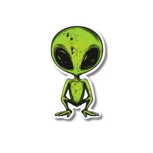 Alien Body sticker. These stickers are made with printable vinyl with a vinyl top coat that is scratch-resistant and water resistant. Put one on your phone case, laptop, iPad, hard cooler; the possibilities are endless.