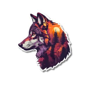 Autumn Wolf sticker. These stickers are made with printable vinyl with a vinyl top coat that is scratch-resistant and water resistant.