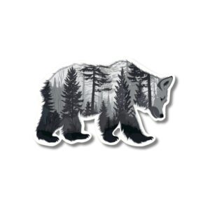 Black and White Bear sticker. These stickers are made with printable vinyl with a vinyl top coat that is scratch-resistant and water resistant.