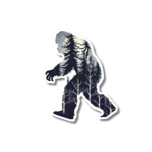 Black and White Bigfoot sticker. These stickers are made with printable vinyl with a vinyl top coat that is scratch-resistant and water resistant.