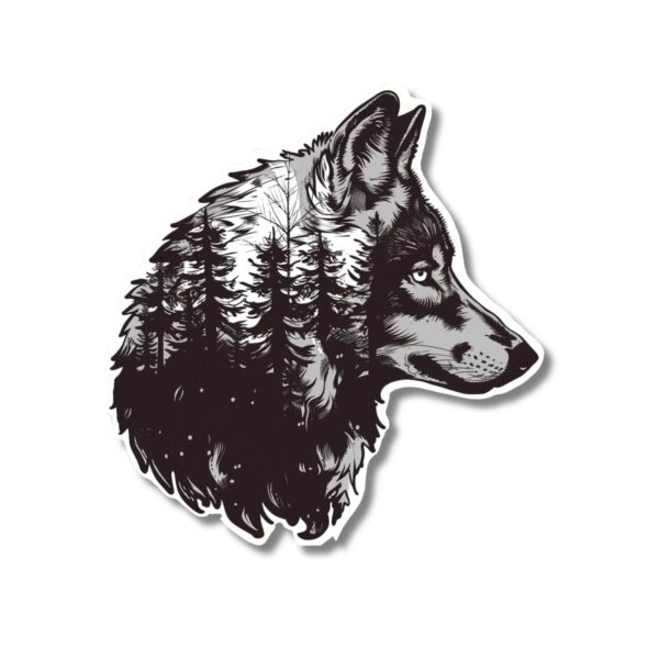 Black and White Wolf sticker. These stickers are made with printable vinyl with a vinyl top coat that is scratch-resistant and water resistant.