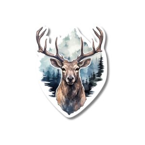 Deer Rustic sticker. These stickers are made with printable vinyl with a vinyl top coat that is scratch-resistant and water resistant.