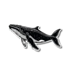 Humpback Whale sticker. These stickers are made with printable vinyl with a vinyl top coat that is scratch-resistant and water resistant.