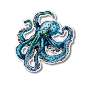 Kraken sticker. These stickers are made with printable vinyl with a vinyl top coat that is scratch-resistant and water resistant.