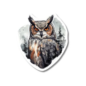 Owl Rustic sticker. These stickers are made with printable vinyl with a vinyl top coat that is scratch-resistant and water resistant.