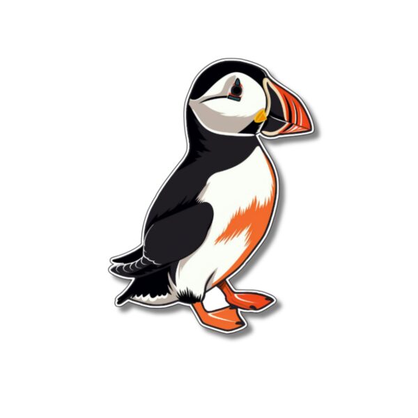 Puffin sticker. These stickers are made with printable vinyl with a vinyl top coat that is scratch-resistant and water resistant.