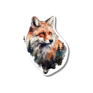 Fox Rustic sticker. These stickers are made with printable vinyl with a vinyl top coat that is scratch-resistant and water resistant.