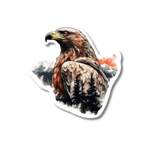 Redtail Hawk Rustic sticker. These stickers are made with printable vinyl with a vinyl top coat that is scratch-resistant and water resistant.