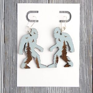 Bigfoot Gray Forest Wood Earrings