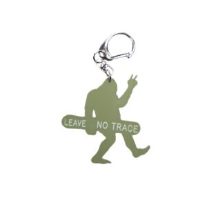 Leave No Trace bigfoot bag tag in green with snow board.