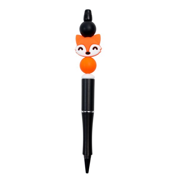 Orange fox writing pen with a fox focal bead.