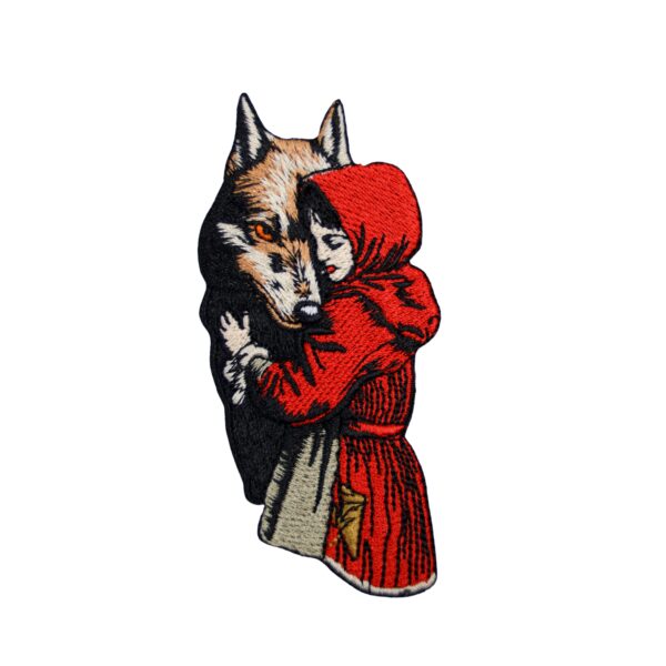 Red Riding Hood Wolf patch with red young girl and beautiful wolf..