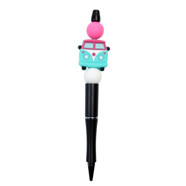 VW Bus turquoise writing pen in turquoise and pink.